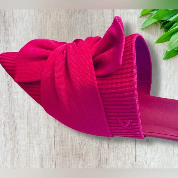 Vivaia Pointed-Toe Bow Knot Yaffa Mule Sandals in Hot Pink Fabric Size EU 39 (8) - Picture 4 of 11